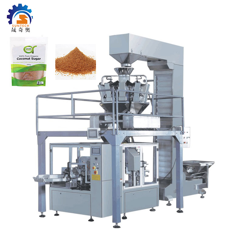 Automatic Premade Zipper Standing Up Bag Pouch Granule Brown Sugar Salt Rice Grain Packing Machine